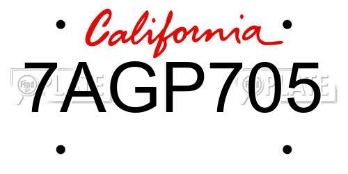 7AGP705 California License Plate