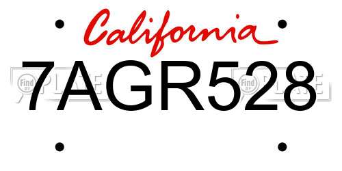 7AGR528 California License Plate