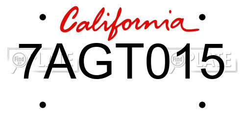 7AGT015 California License Plate