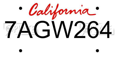 7AGW264 California License Plate