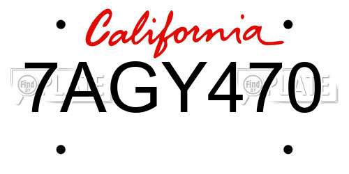 7AGY470 California License Plate