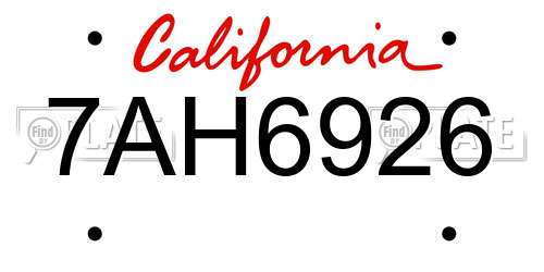7AH6926 California License Plate