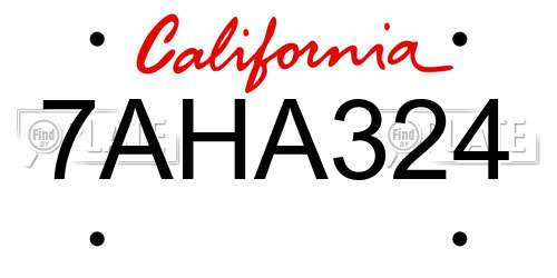 7AHA324 California License Plate
