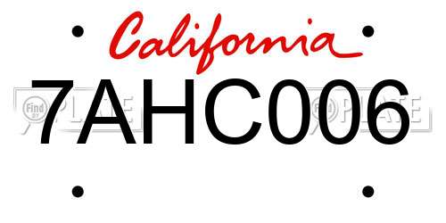 7AHC006 California License Plate