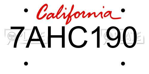 7AHC190 California License Plate