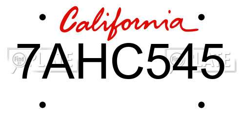 7AHC545 California License Plate