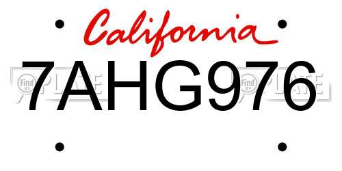 7AHG976 California License Plate