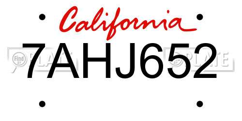 7AHJ652 California License Plate