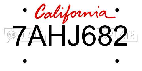 7AHJ682 California License Plate