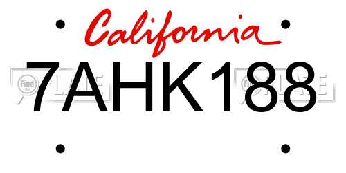 7AHK188 California License Plate