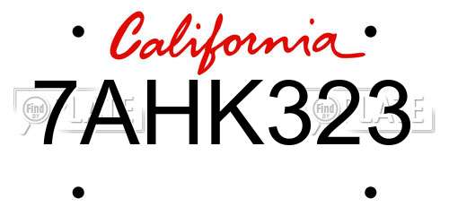 7AHK323 California License Plate