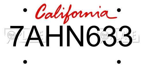 7AHN633 California License Plate