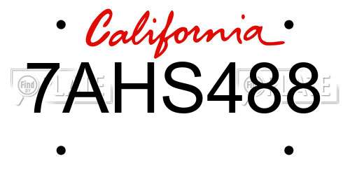7AHS488 California License Plate