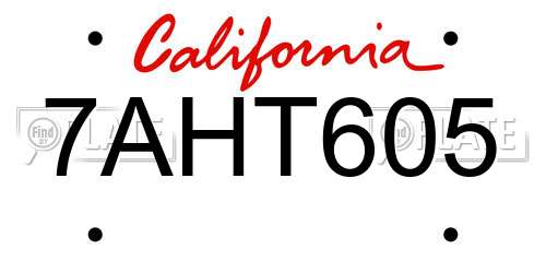 7AHT605 California License Plate