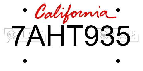 7AHT935 California License Plate