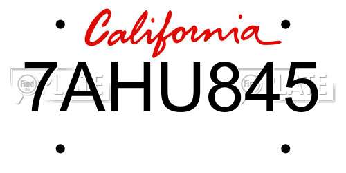 7AHU845 California License Plate