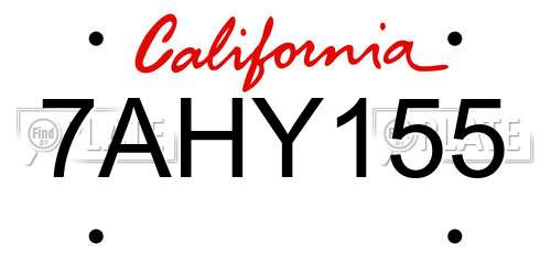 7AHY155 California License Plate