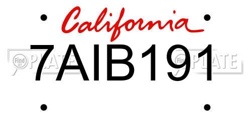 7AIB191 California License Plate