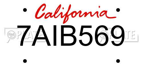 7AIB569 California License Plate