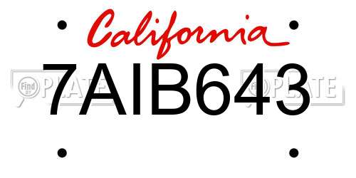 7AIB643 California License Plate