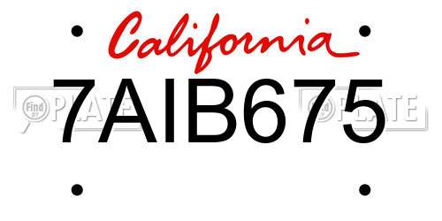 7AIB675 California License Plate