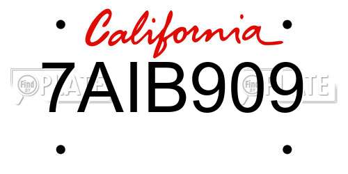 7AIB909 California License Plate