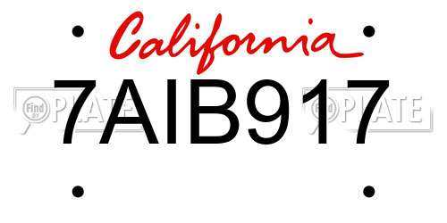7AIB917 California License Plate