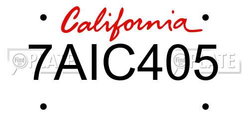 7AIC405 California License Plate