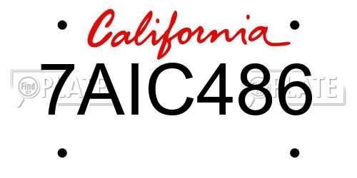 7AIC486 California License Plate