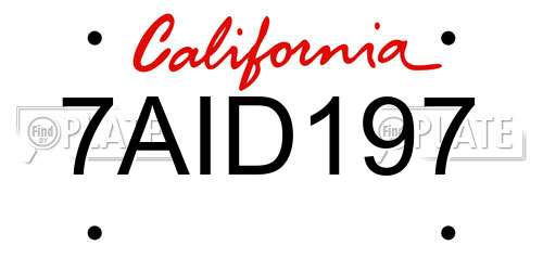 7AID197 California License Plate