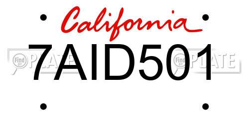7AID501 California License Plate
