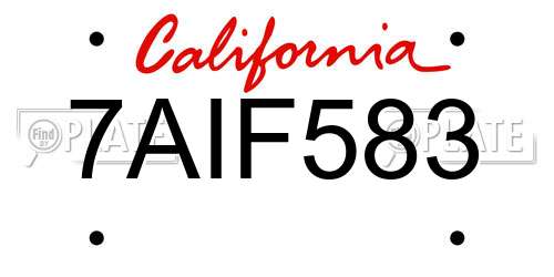 7AIF583 California License Plate