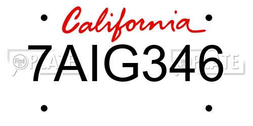7AIG346 California License Plate
