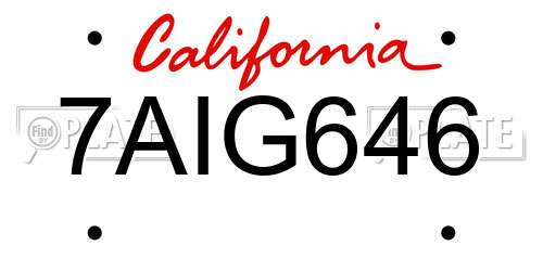 7AIG646 California License Plate