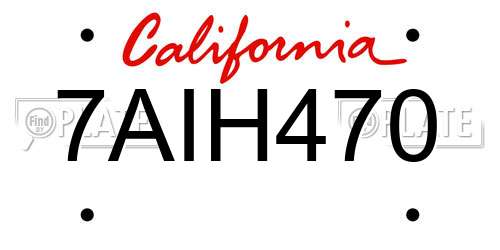 7AIH470 California License Plate
