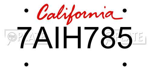 7AIH785 California License Plate