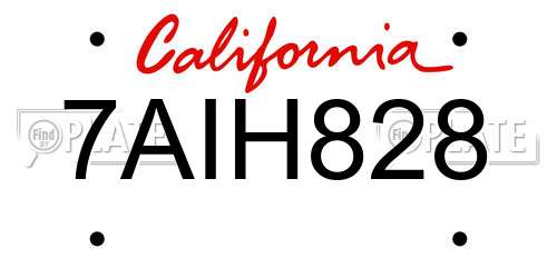 7AIH828 California License Plate