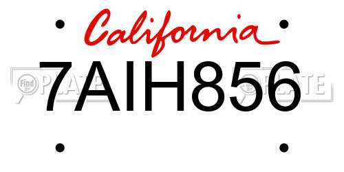 7AIH856 California License Plate