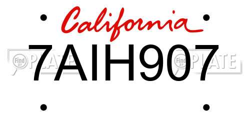 7AIH907 California License Plate