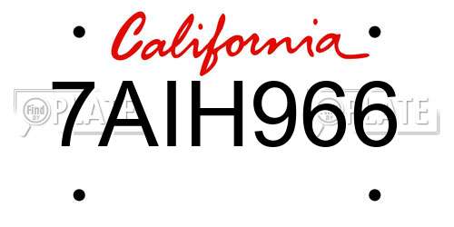 7AIH966 California License Plate