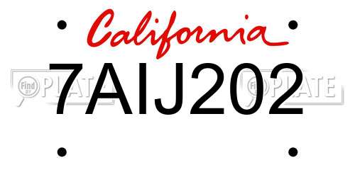 7AIJ202 California License Plate