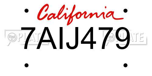 7AIJ479 California License Plate