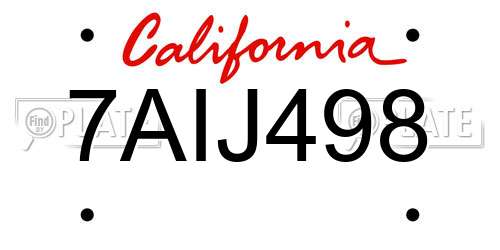 7AIJ498 California License Plate