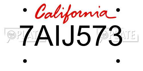 7AIJ573 California License Plate