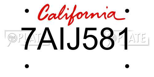 7AIJ581 California License Plate