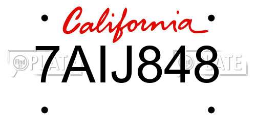 7AIJ848 California License Plate