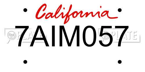 7AIM057 California License Plate