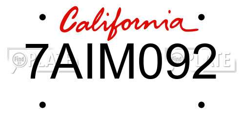 7AIM092 California License Plate