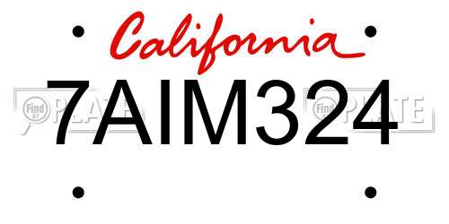 7AIM324 California License Plate