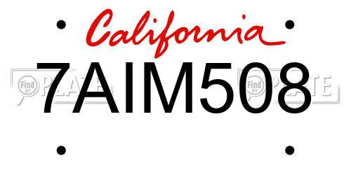 7AIM508 California License Plate